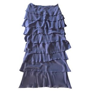 Chetta B Sherrie Bloom • Peter Noviello 100% Silk 9 Tier Maxi Skirt Purple Sz 12